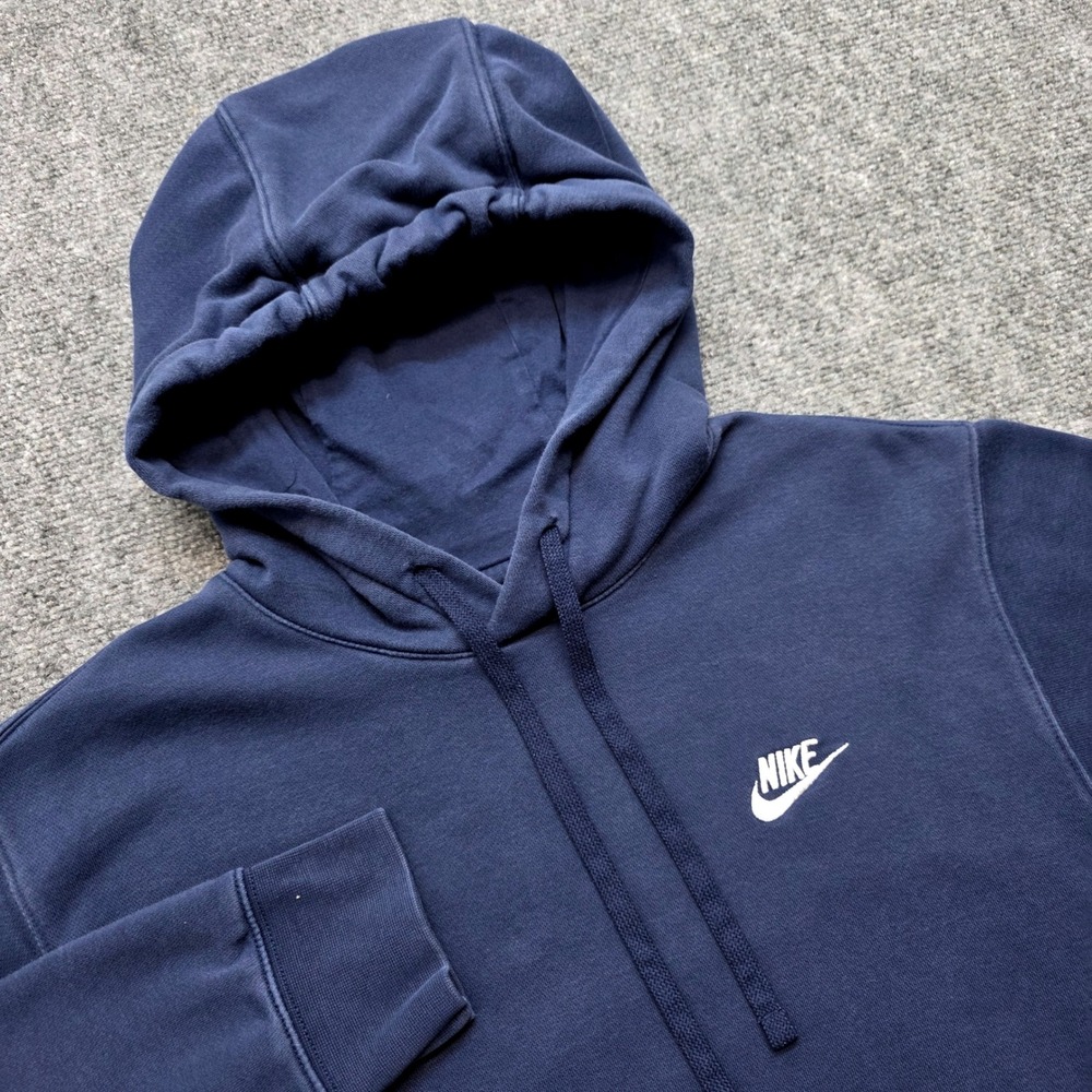 Nike Club Fleece Hoodie Men's Medium Midnight Navy Blue Embroidered Futura Logo